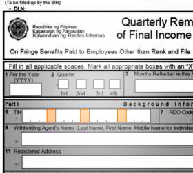 BIR Form for filing Fringe Benefit Tax