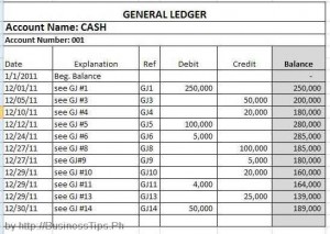 cash ledger account sample