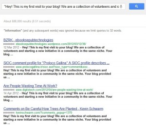 Comment sample when searched in Google