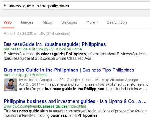 Business guide Philippines search