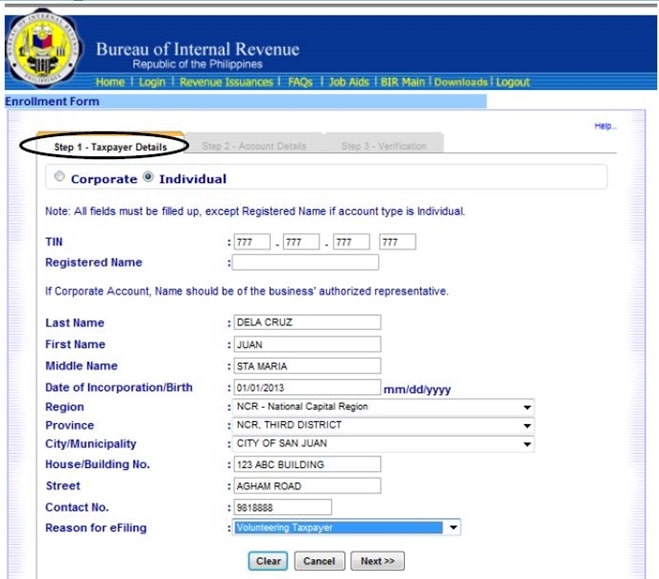 eFPS Enrollment Form
