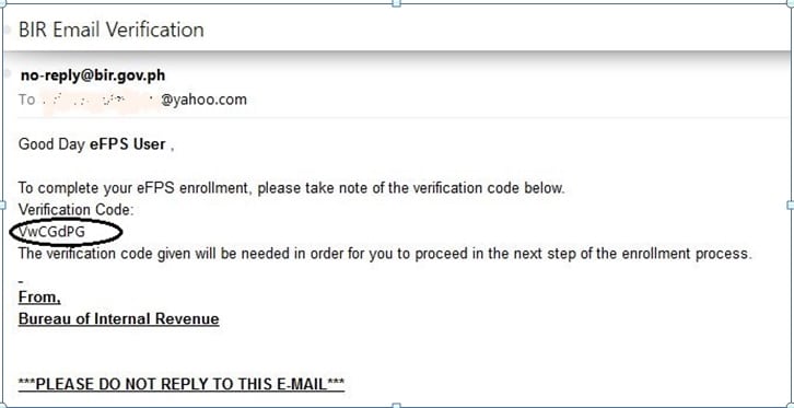 eFPS email verification