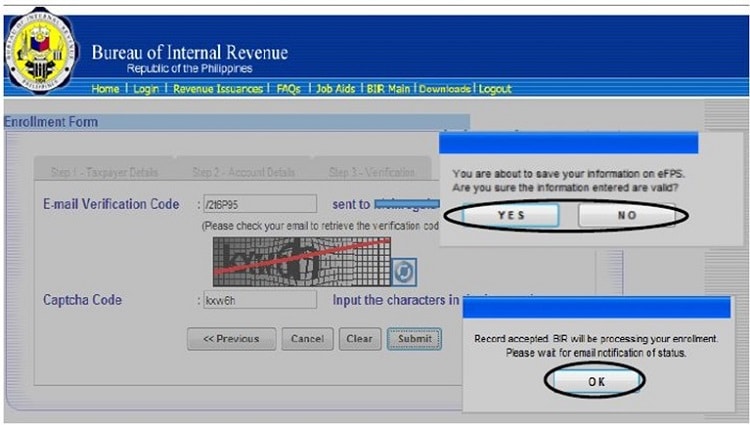 eFPS verification screen